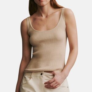 NWT TWP Knit Silk Cotton Ribbed Tank Top in Wheat Light Tan / Beige Size M